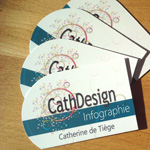Cartes de visite pour CathDesign avec découpe arrondie