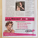 Publicité dans le Proximag pour le salon de coiffure AC Revolution Hair. Rédaction de l'article sous forme d'interview fictive pour donner de la vie au texte.